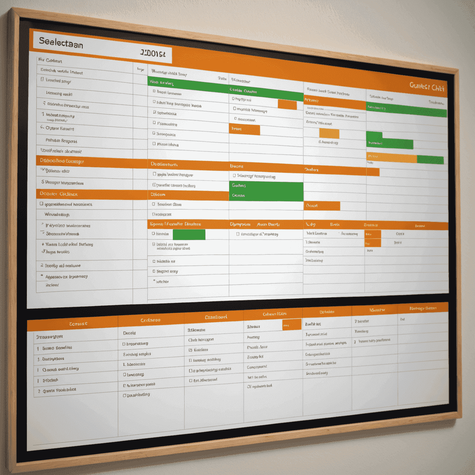 Obraz przedstawiający tablicę Kanban i diagram Gantta